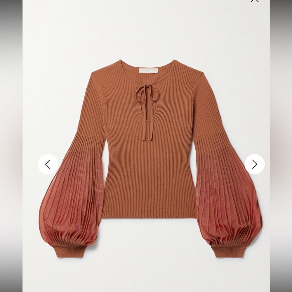 NWT - Ulla Johnson Lenora tulle-trimmed ribbed-knit top